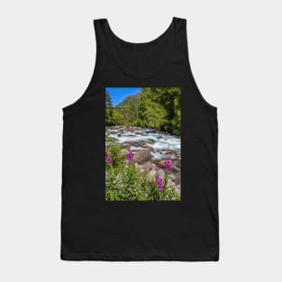 USA. Alaska. Wild River with Flowers in foreground. Tank Top